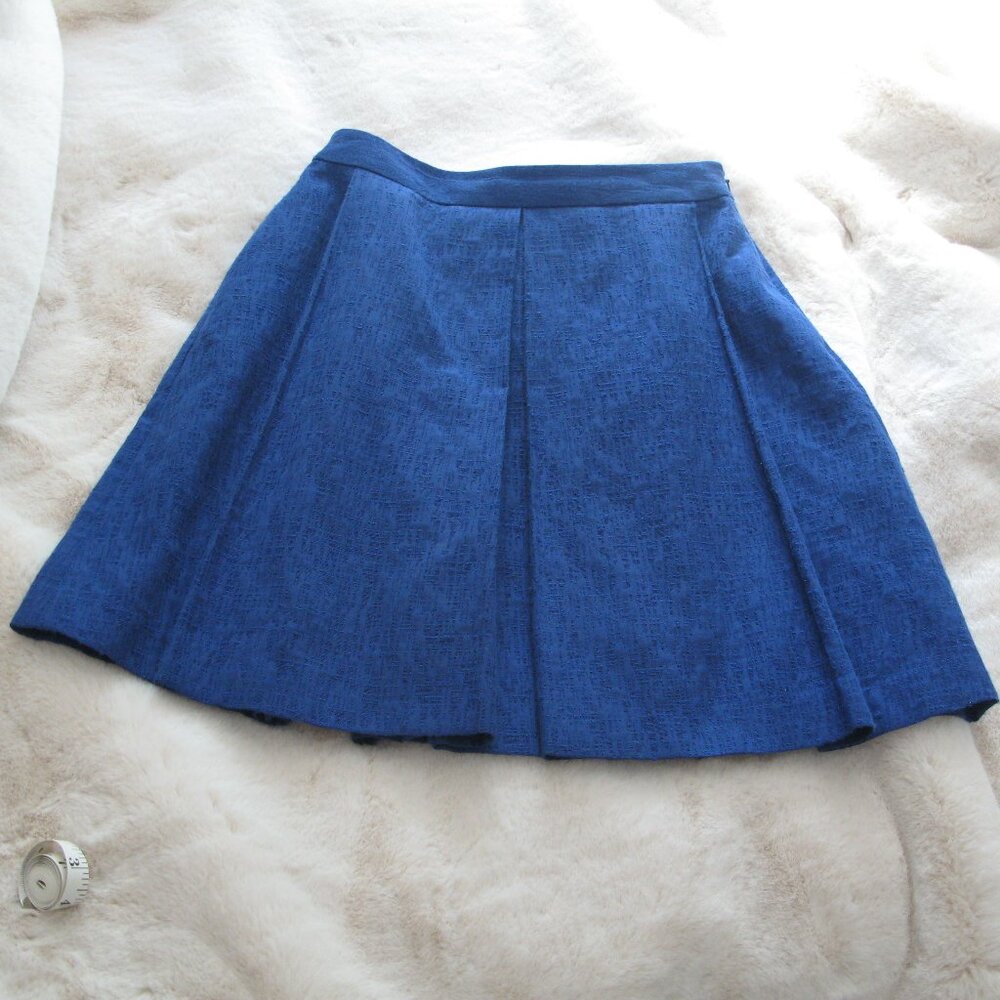 BROOKS BROTHERS - Red Fleece Pleated A-Line blue boucle skirt